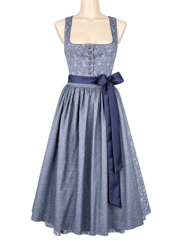 Hammerschmid - Baumwoll Dirndl Pillersee in Blau - 80 cm