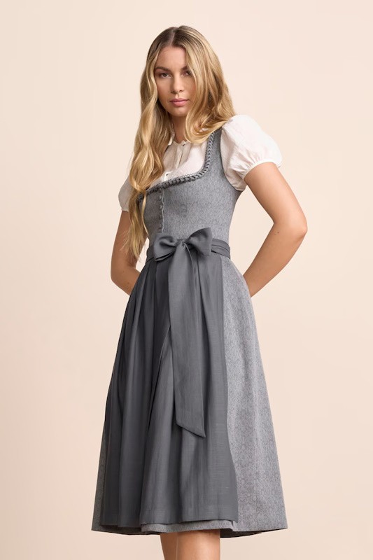 Krüger - Dirndl Cyndra in grau mit Herzborte - 70 cm
