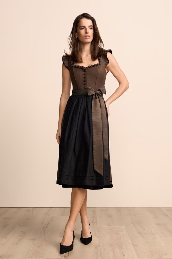 Krüger - Dirndl Gerena mit Flügelarm in braun - 70 cm