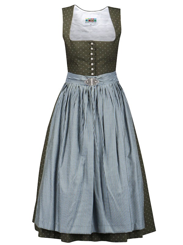 80 cm - Dirndl in oliv grün und Schürze mit Schließe  - Berwin&Wolff