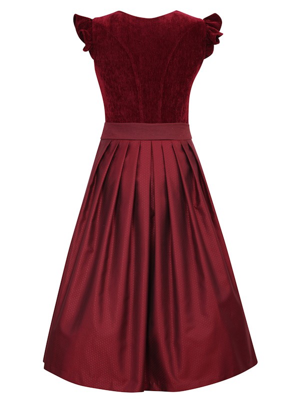Marjo - Dirndl Hochwinkel mit Flügelarm in Wine - 75 cm