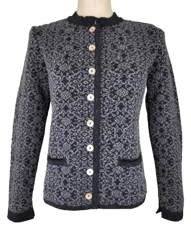 Astrifa - Strickjacke Neuwald in anthrazit aus Merinowolle