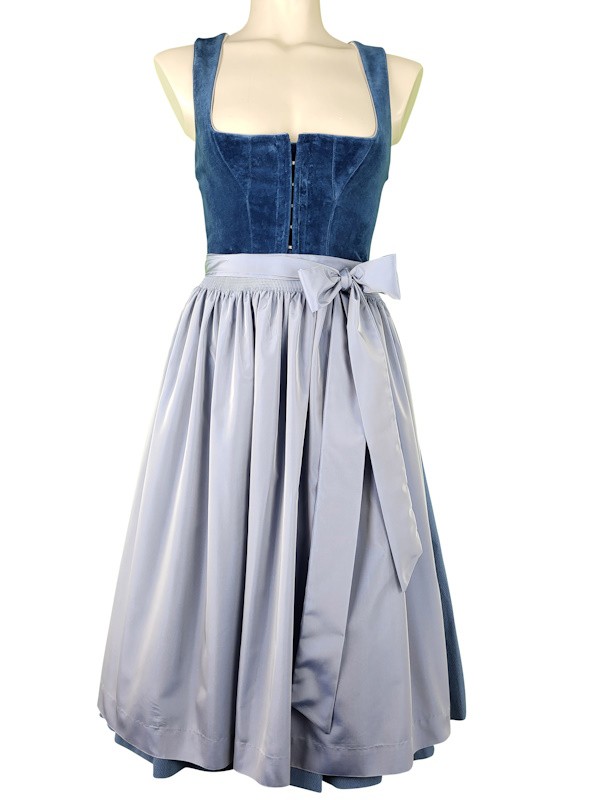 70 cm - Dirndl "Wiessee" mit Samtmieder in rauchblau von Hammerschmid