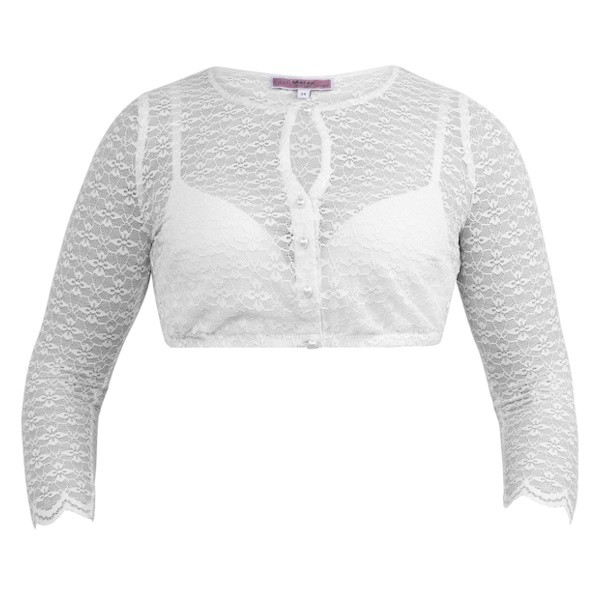 Marjo - Dirndlbluse Babenhausen in offwhite aus Spitze mit 7/8 Arm