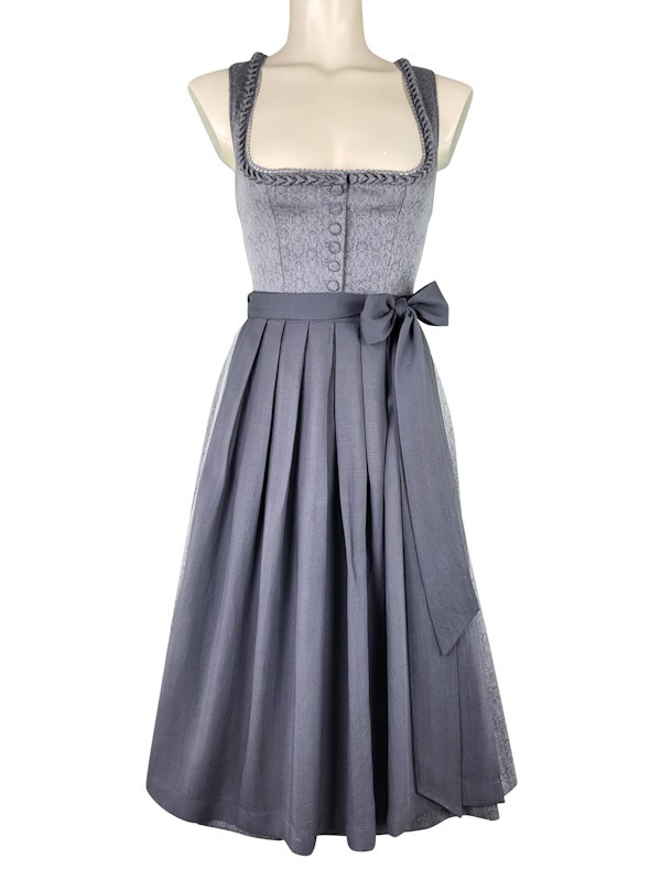 Krüger - Dirndl Cyndra in grau mit Herzborte - 70 cm