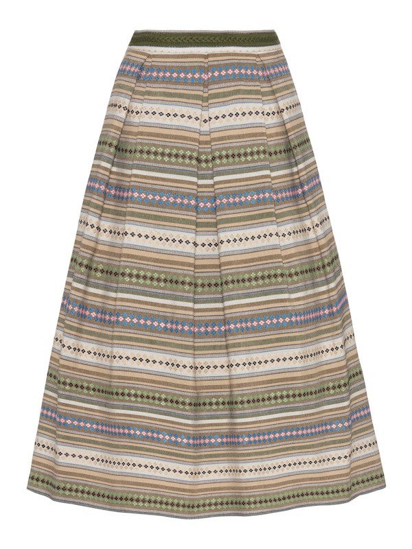 Berwin - 80 cm - Rock grün/beige mit Kellerfalten