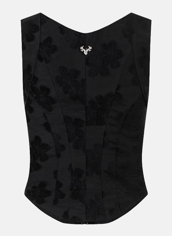 CocoVero - Dreiteiliges Set Hedda Flower Black - Mieder+Rock+Schürze  - 80 cm