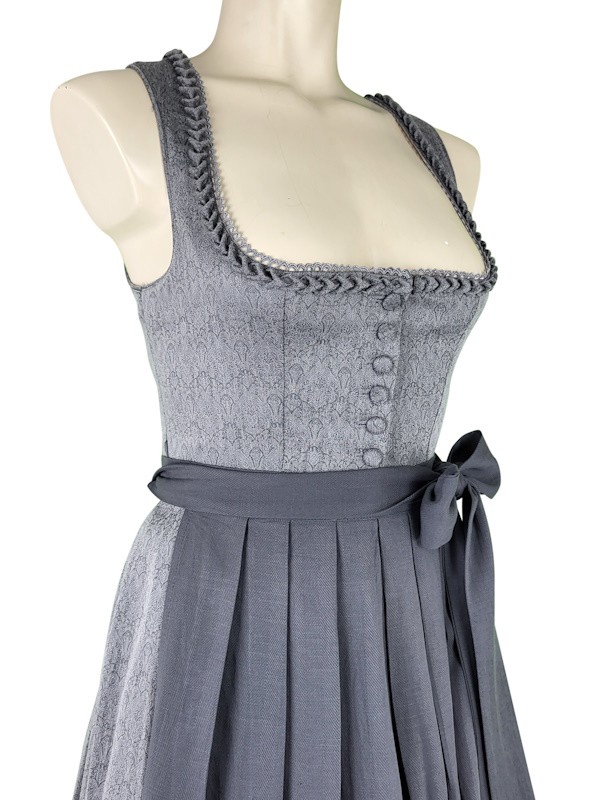 Krüger - Dirndl Cyndra in grau mit Herzborte - 70 cm