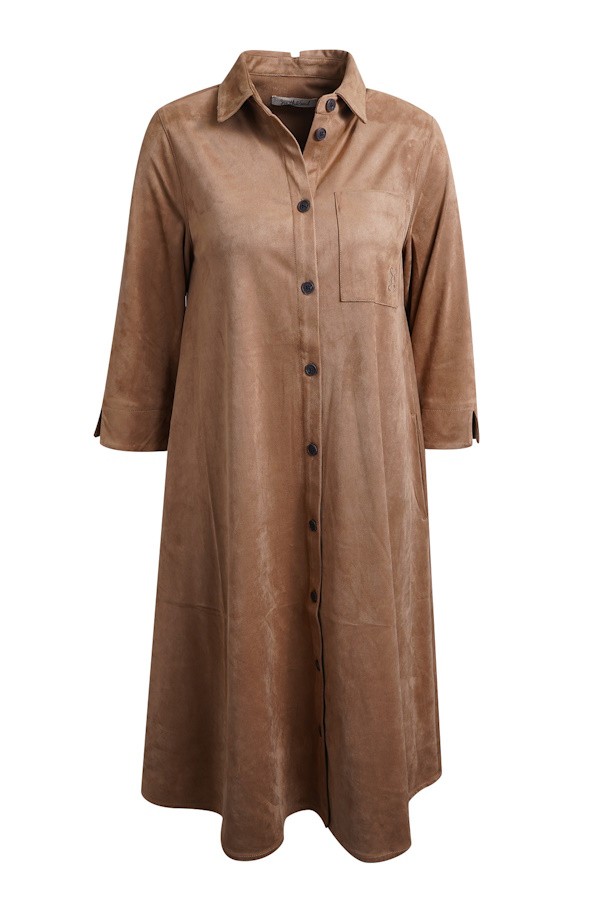 Smith&Soul- Hemdblusen Kleid in Wildleder Optik  in cognac