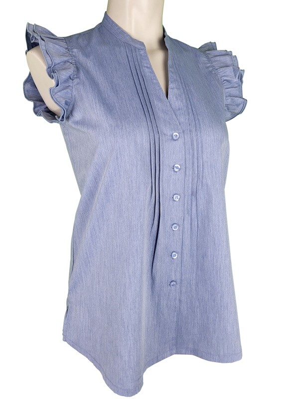 Hammerschmid - Bluse Stina mit Flügelarm in jeansblau
