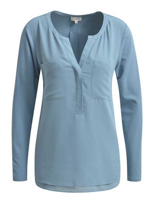 Blusen Shirt in rauchblau mit langem Arm - Milano Italy
