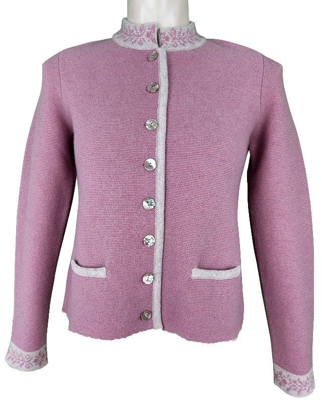 Astrifa - Strickjacke "Leonberg" in rosenholz mit Rückenfalte aus Merinowolle