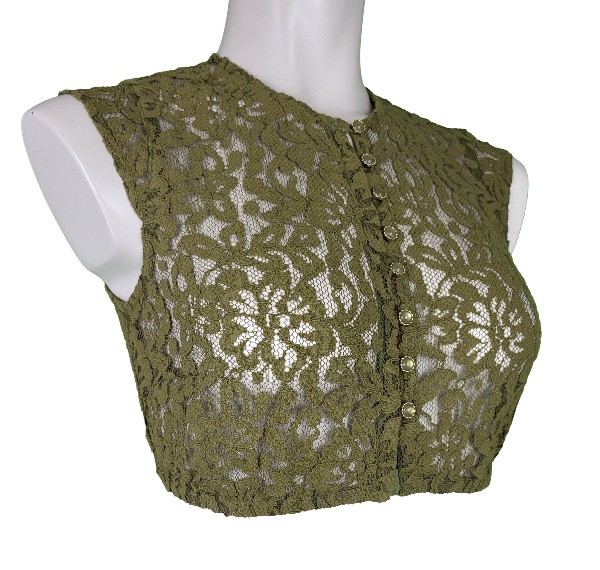 Krüger - Dirndlbluse Janelle aus Spitze in oliv