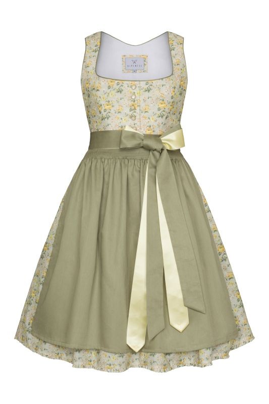 Alpenfee - Baumwoll Dirndl Mara mit gelbem Blumendruck - 70 cm
