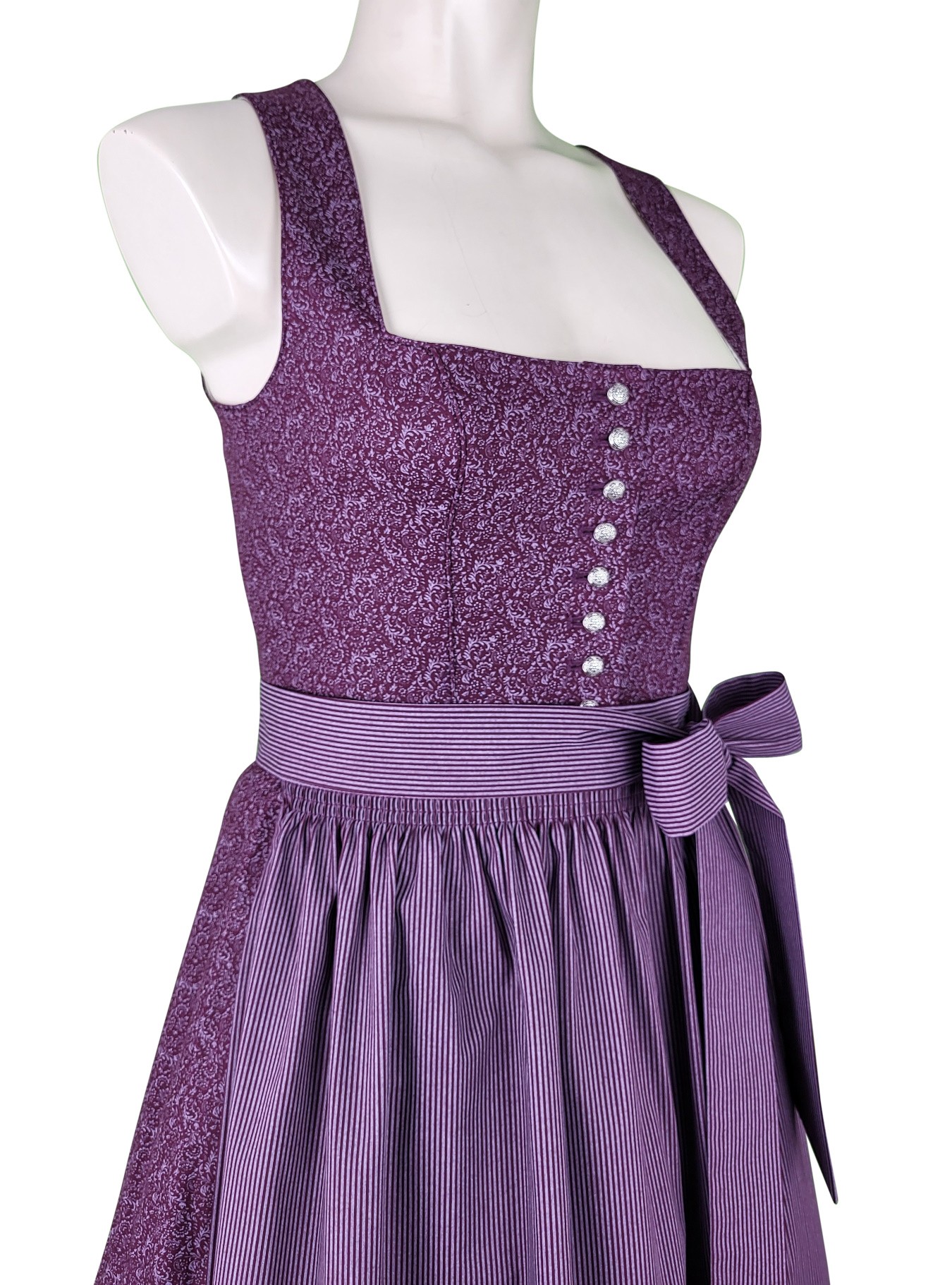 70 cm - Dirndl "Herlinde" in beere mit gestreifter Schürze von Wenger