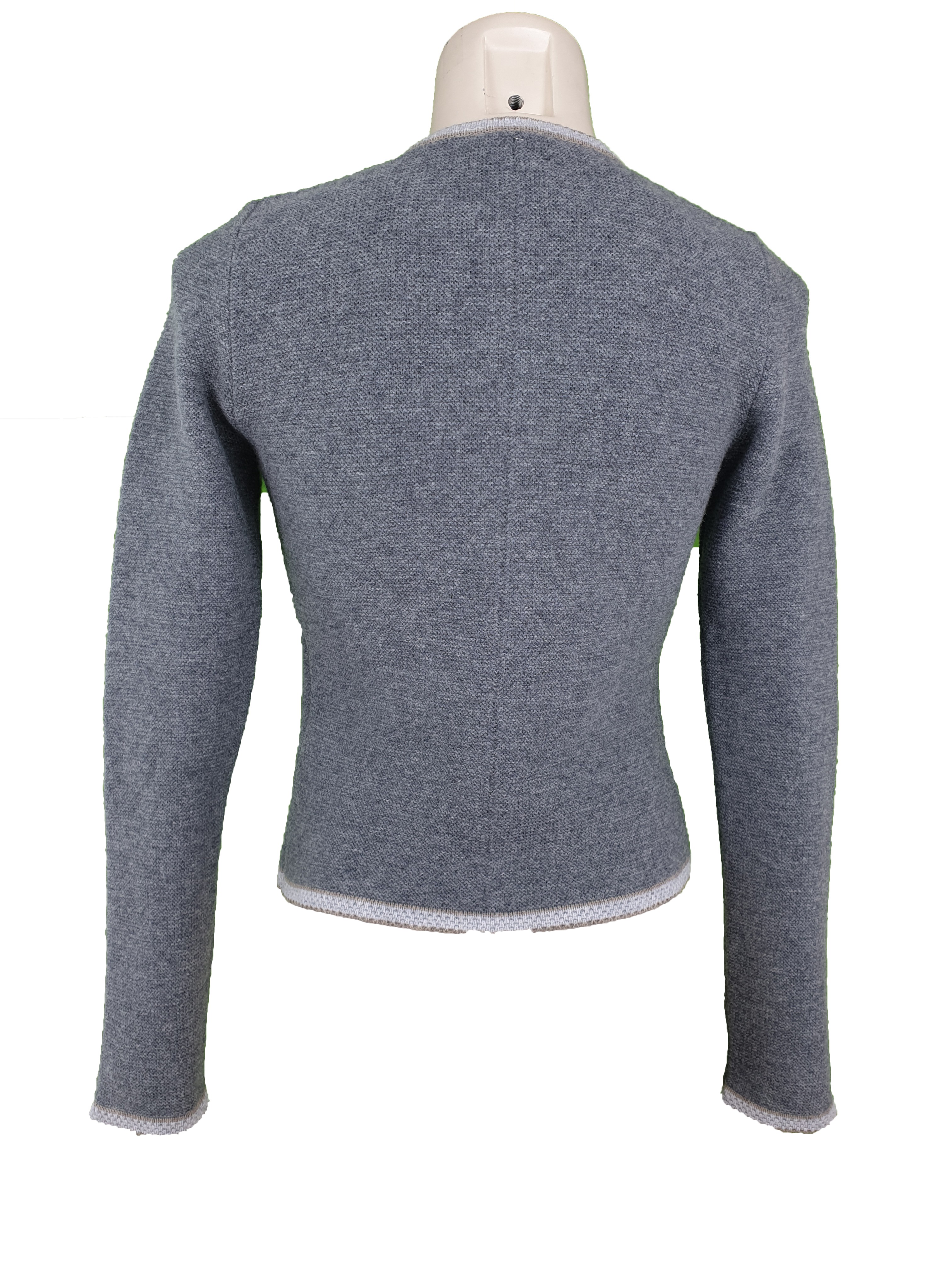 Astrifa - Strickjacke "Kreuth" in Mittelgrau mit Nebel und Kiesel aus Merinowolle