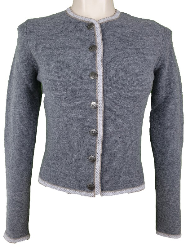 Astrifa - Strickjacke "Kreuth" in Mittelgrau mit Nebel und Kiesel aus Merinowolle