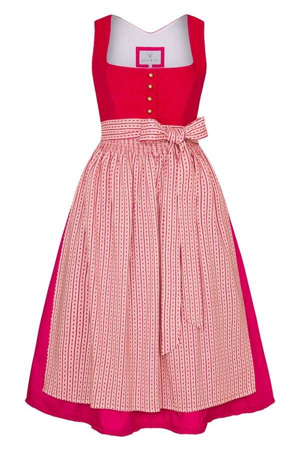 Alpenfee - Dirndl Leonie mit Babycord in pink - 70 cm