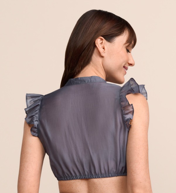 Krüger - Dirndlbluse Leda in Graublau mit Flügelarm