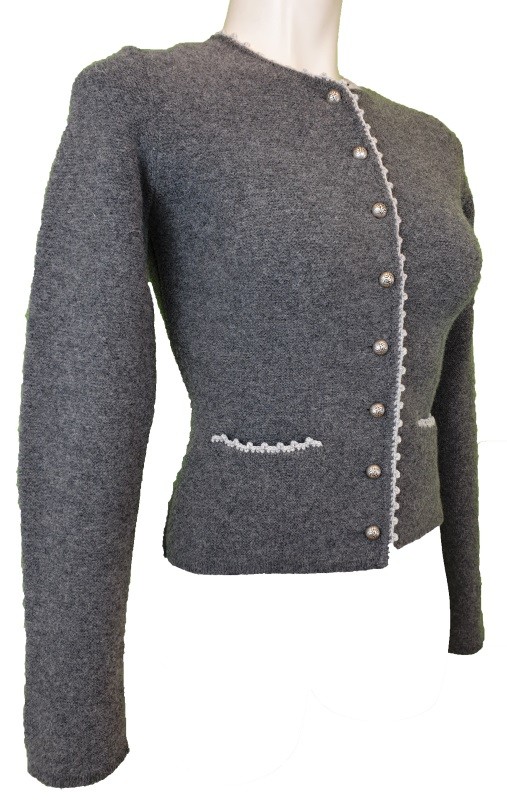 Astrifa - Strickjacke "Capri" mit Schoßerl aus Merinowolle in grau