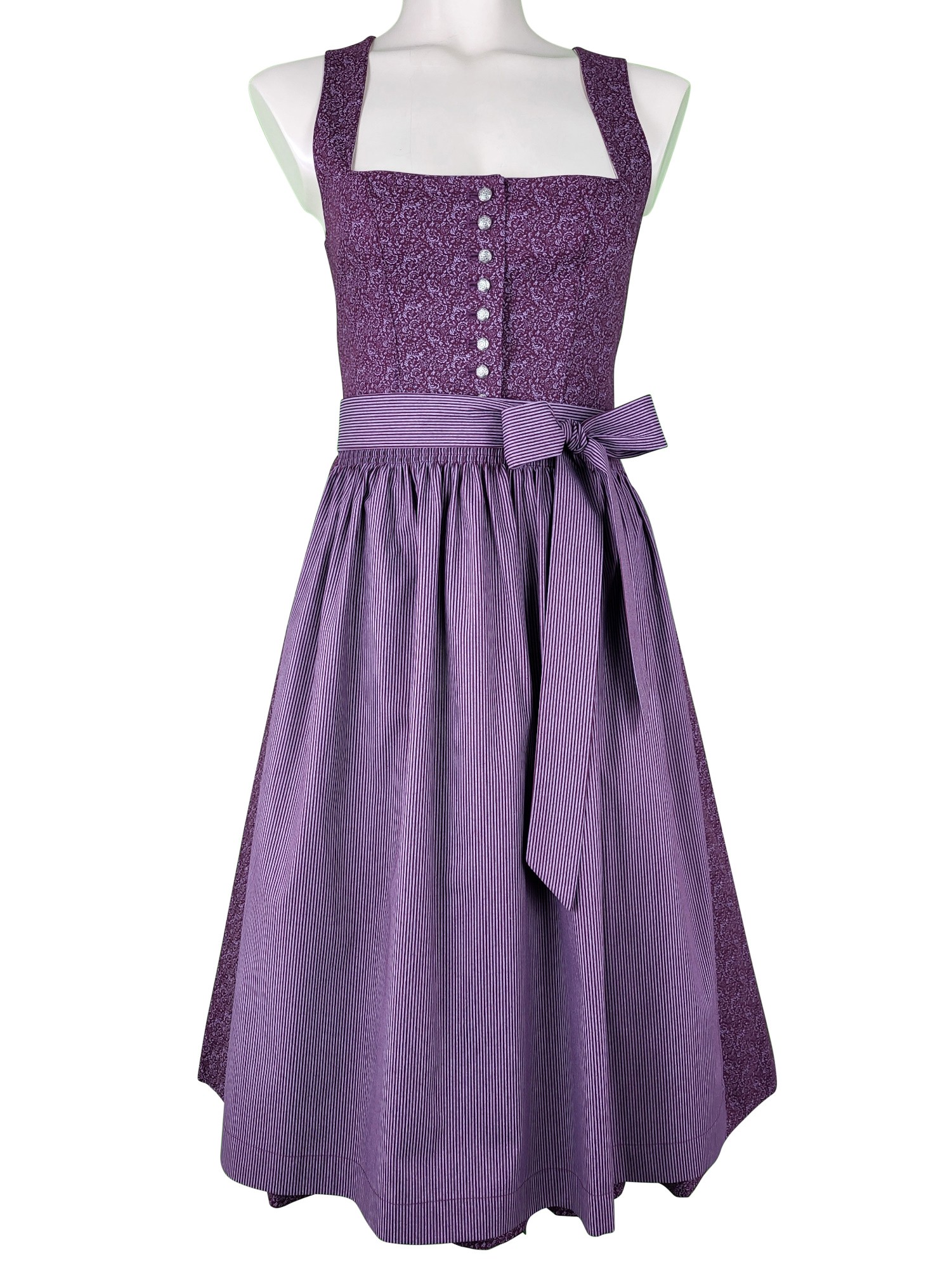 70 cm - Dirndl "Herlinde" in beere mit gestreifter Schürze von Wenger