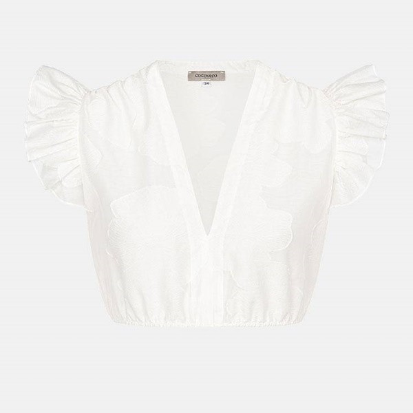 CocoVero - Dirndlbluse Caroline Floral White und Flügelarm