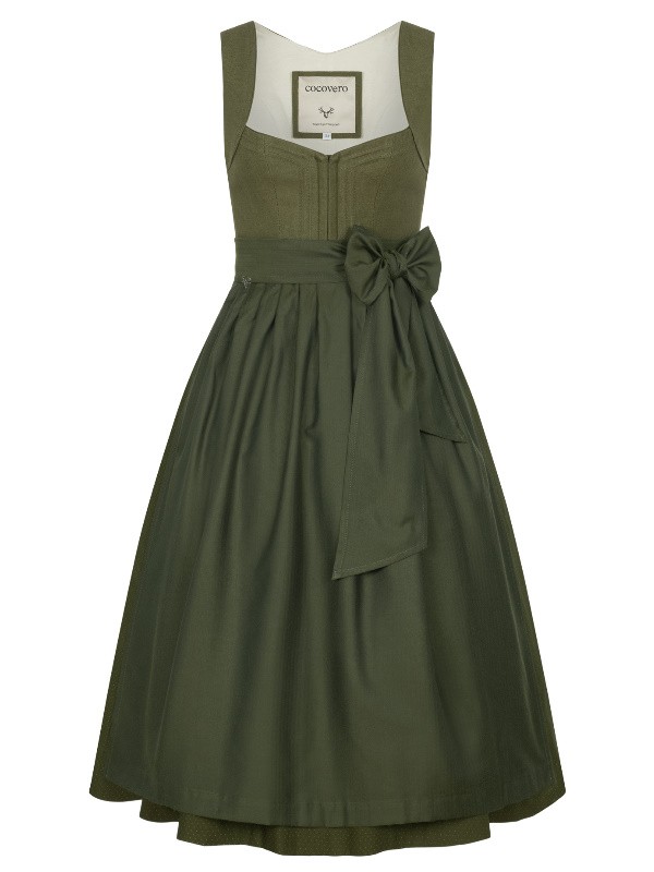 CocoVero - Dirndl  Nellie Linen Olive - 75 cm