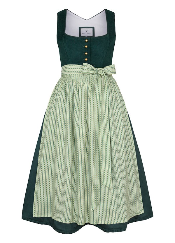 Alpenfee - Dirndl Leonie mit Babycord in tanne - 70 cm