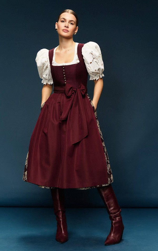 CocoVero - Dirndl  Hedi Golden Bordeaux - 80 cm