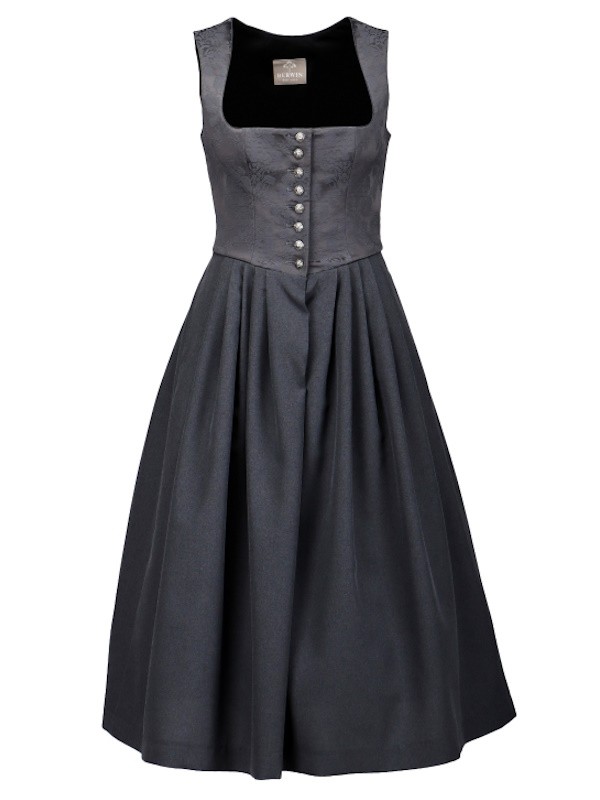 70 cm - Klassisches Dirndl in anthrazit zum Knöpfen  - Berwin