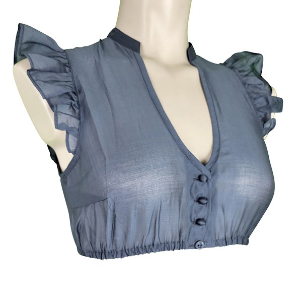 Krüger - Dirndlbluse Leda in Graublau mit Flügelarm