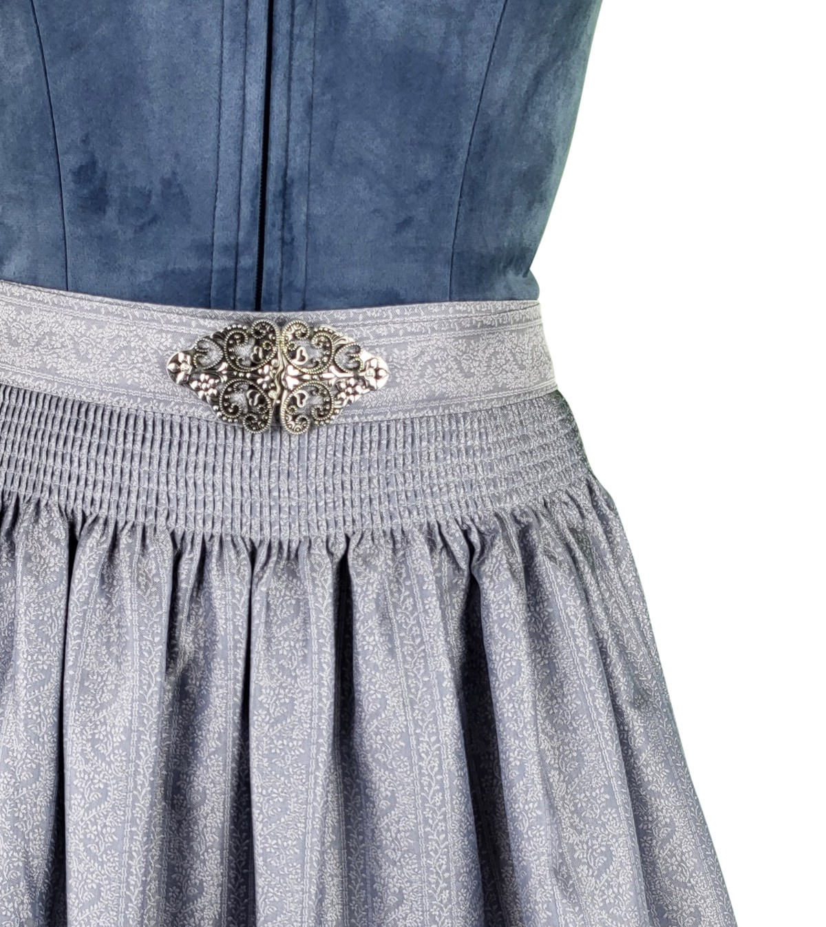 Krüger - Dirndl Aurelia mit Samt in rauchblau - 70 cm