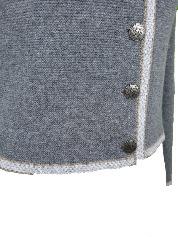 Astrifa - Strickjacke "Kreuth" in Mittelgrau mit Nebel und Kiesel aus Merinowolle