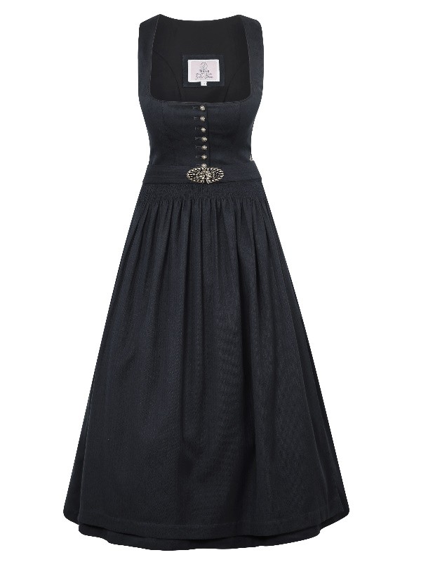 Marjo - Dirndl Rosenau Midnight mit Schließe an der Schürze - 75 cm