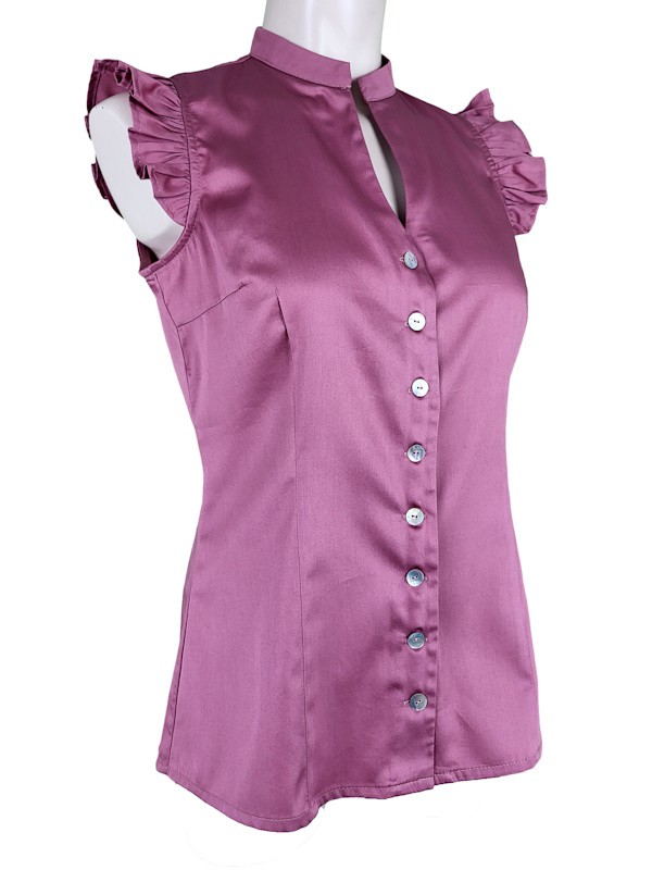Berwin - Baumwoll Bluse in Mauve mit Flügelarm