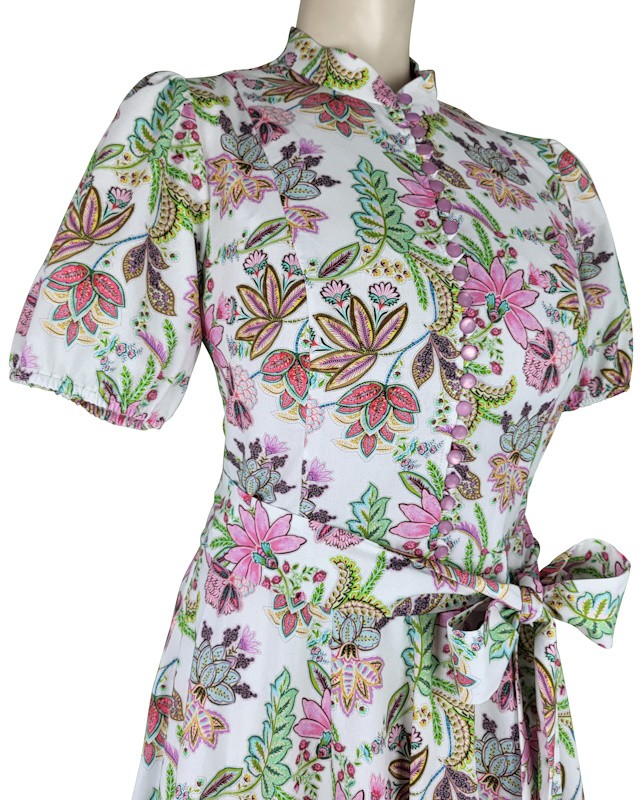 Wenger - Baumwoll Kleid in Rosé Print mit Ballonarm - 80 cm