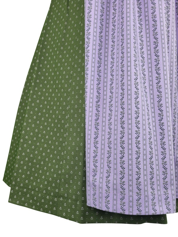 Wenger - Baumwoll Dirndl Anna in Oliv mit Lavendel - 70 cm