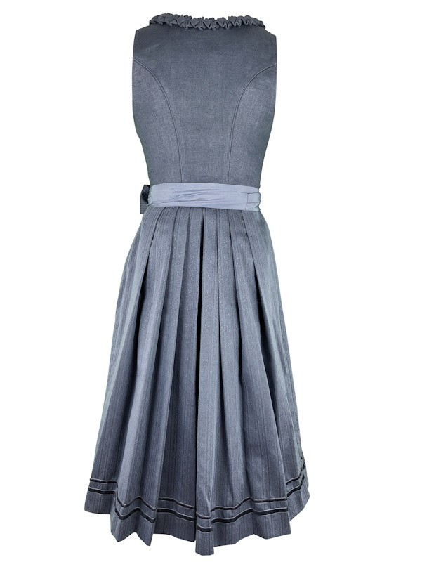 Krüger - Leinen Dirndl Solyana Blaugrau mit Froschgoscherl - 70 cm