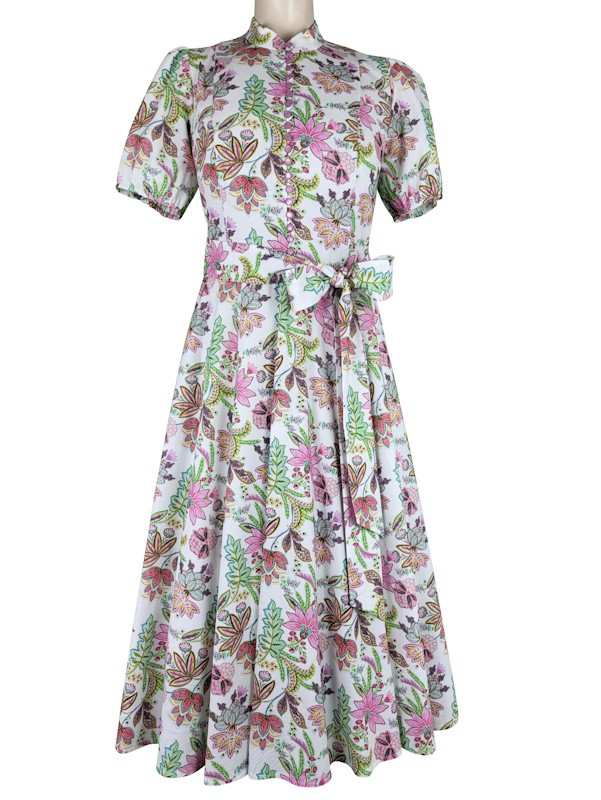 Wenger - Baumwoll Kleid in Rosé Print mit Ballonarm - 80 cm