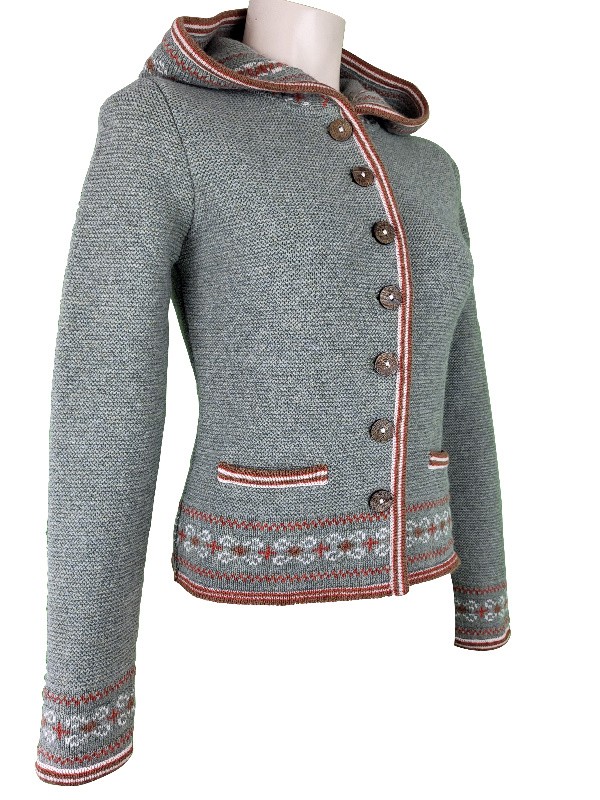 Astrifa - Strickjacke Kerndl Flechte mit Kapuze aus Merinowolle