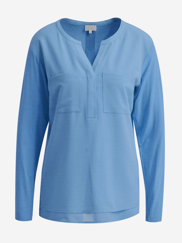 Blusen Shirt in azur mit langem Arm - Milano Italy