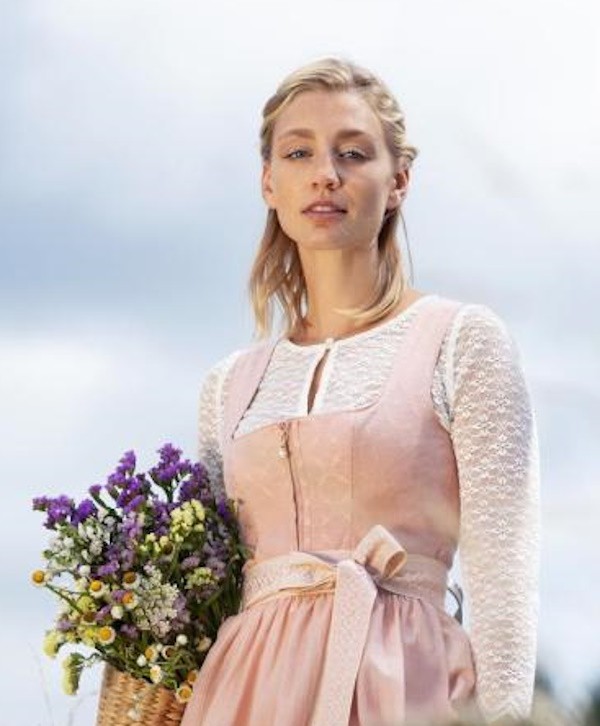 Marjo - Dirndlbluse Babenhausen in offwhite aus Spitze mit 7/8 Arm