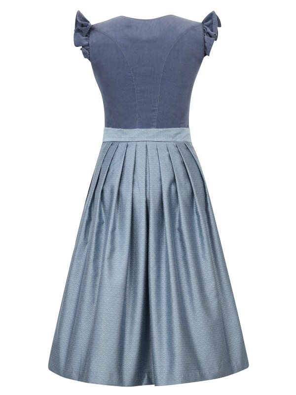 Marjo - Babycord Dirndl Ansfelden mit Flügelarm in rauchblau - 70 cm