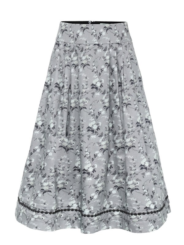 Berwin - 80 cm - Rock in grau mit Floraldruck