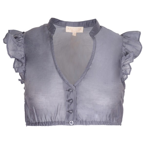 Krüger - Dirndlbluse Leda in Graublau mit Flügelarm