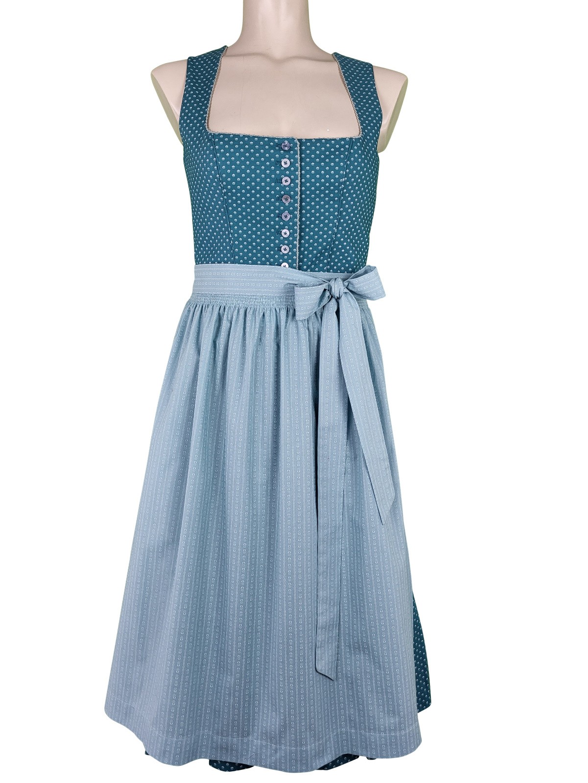 70 cm - Dirndl "Cornelia" im aqua-petrol mit Schürze in taupe von Wenger