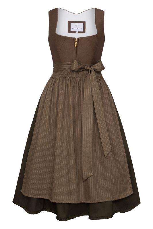 Alpenfee - Leinen Dirndl Kari Braungrün - 70 cm