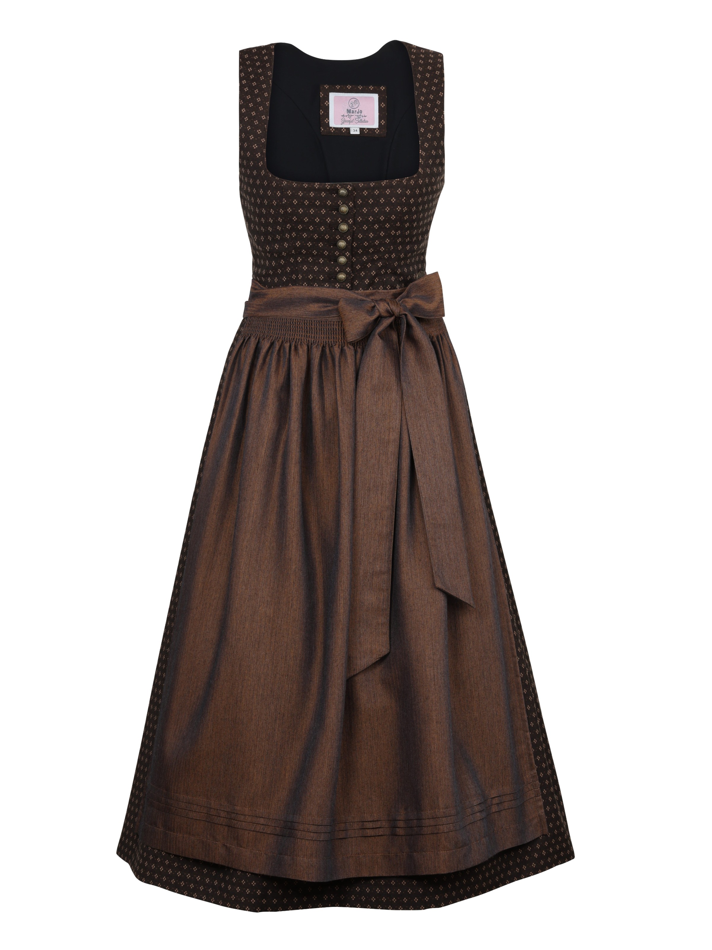 75 cm - Dirndl Miltach in coffee mit siena von Marjo