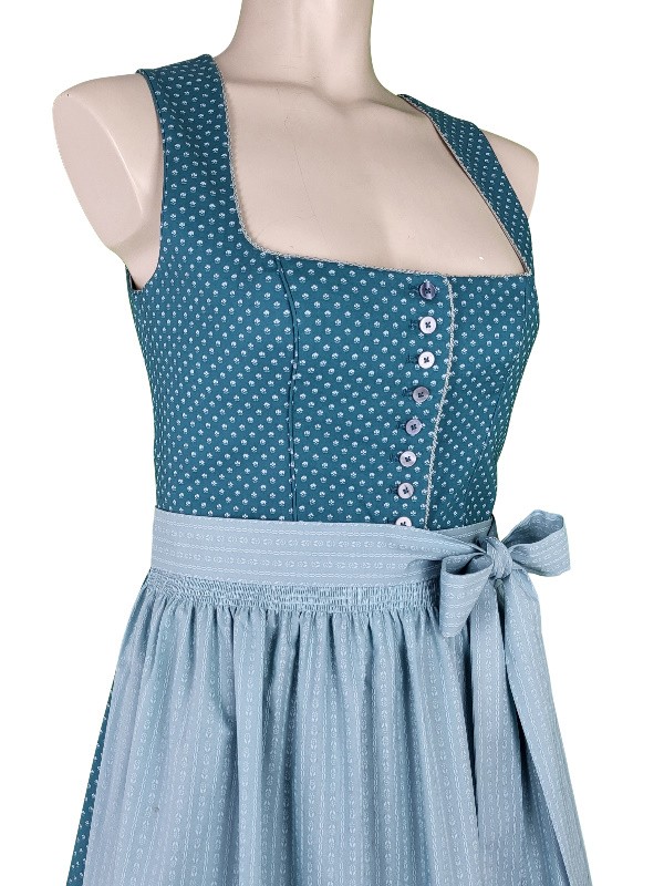 70 cm - Dirndl "Cornelia" im aqua-petrol mit Schürze in taupe von Wenger