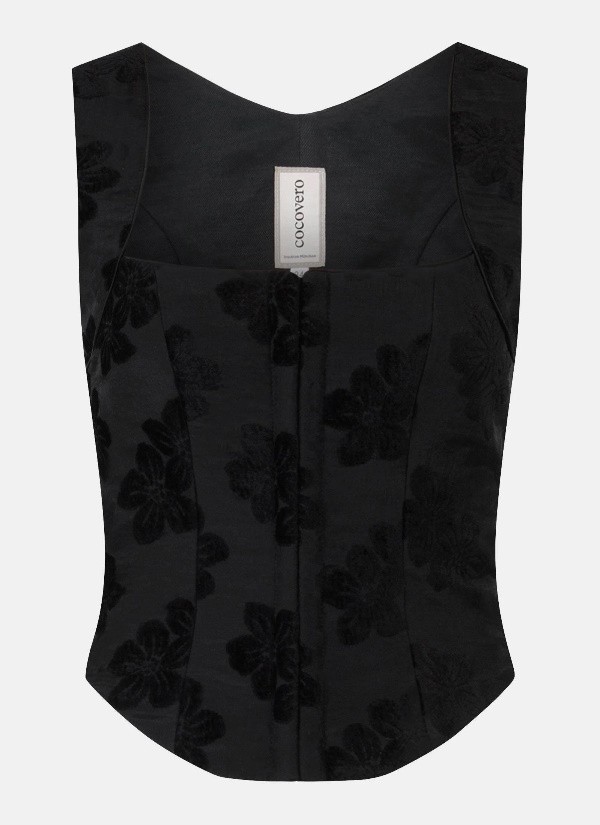CocoVero - Dreiteiliges Set Hedda Flower Black - Mieder+Rock+Schürze  - 80 cm